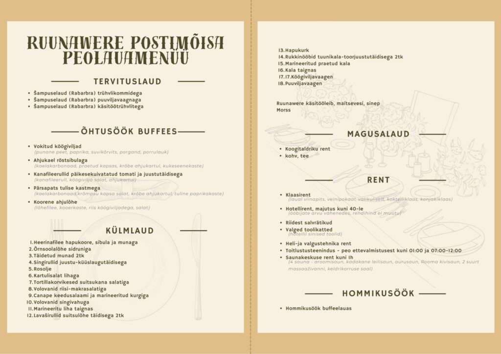 Peolauamenüü ILMA HINDADETA